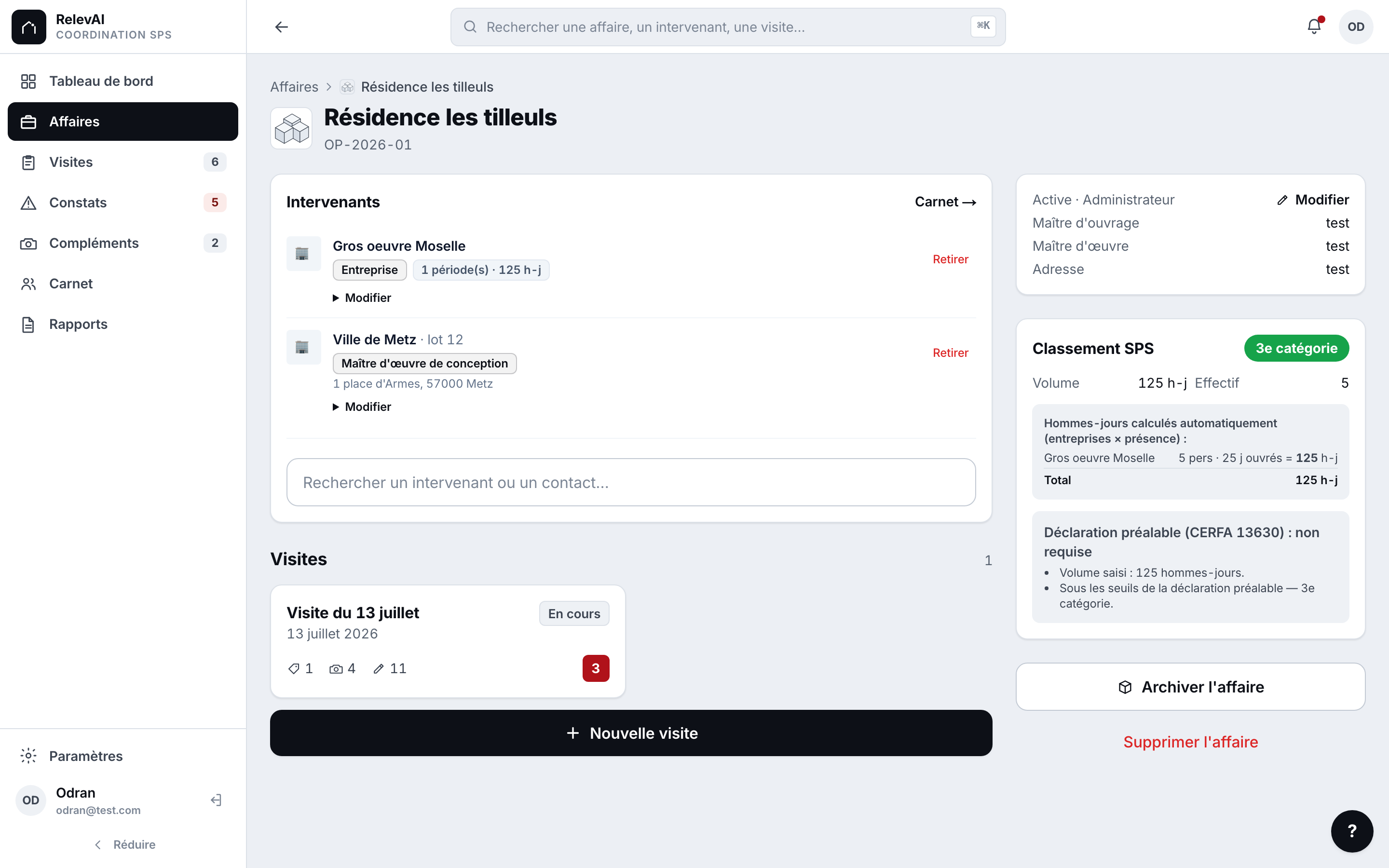 Fiche affaire — classement SPS